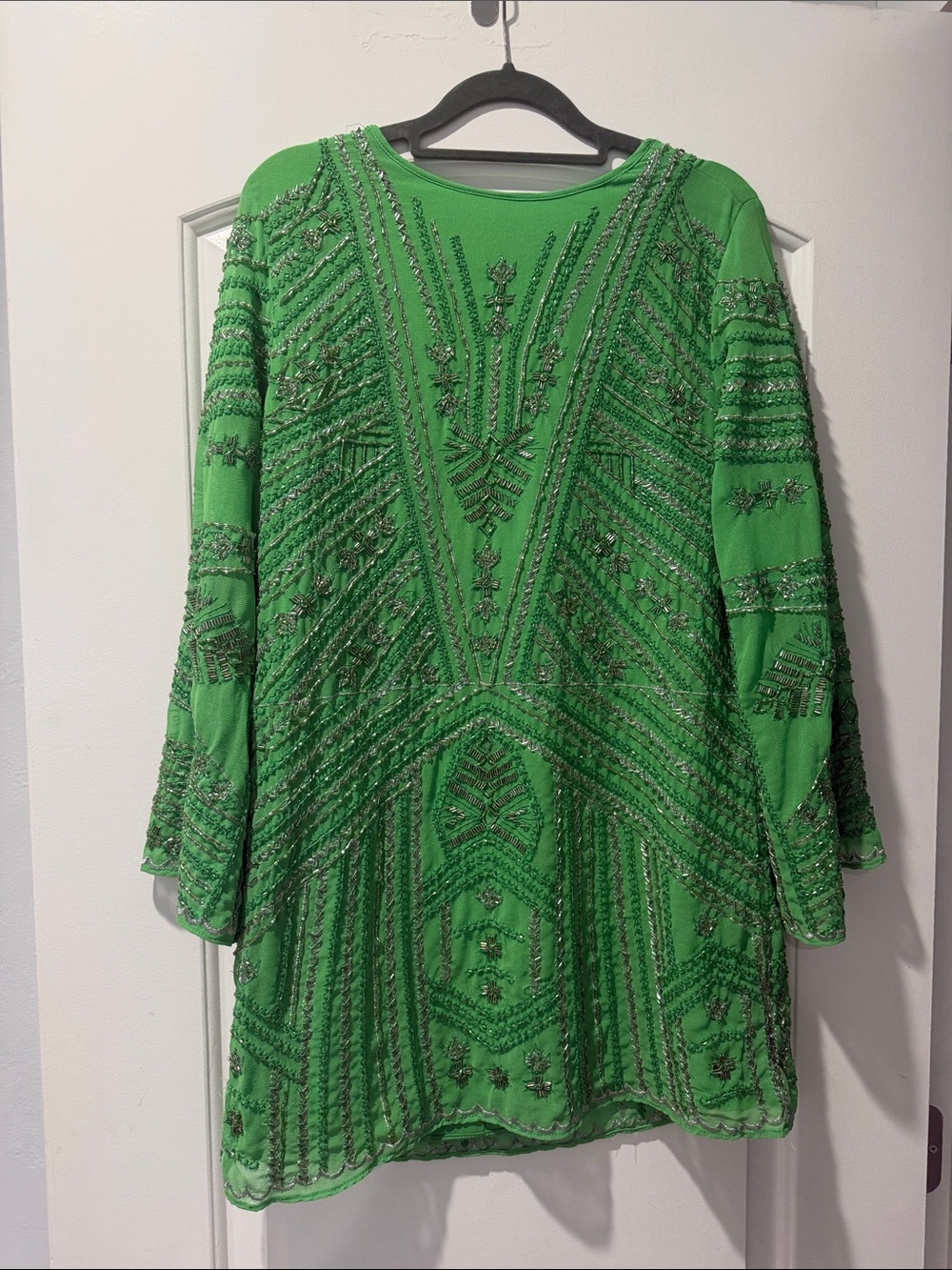 Zara Embellished Green Beaded Tunic Dress